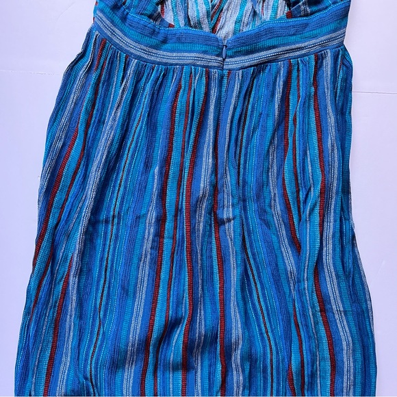 Ecoté Urban Outfitters Blue Striped Midi Dress Boho Beachy Ballet Wrap Straps 0 - Picture 16 of 16